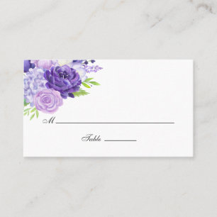 Ultra Violet Watercolor Bloemen Bruiloft Plaatskaartje