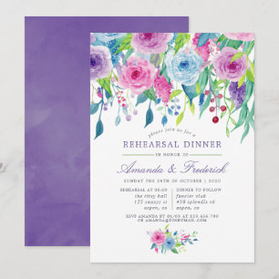 Ultra Violet Watercolor Bloemen Proefdiners Kaart