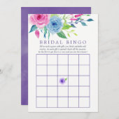 Ultra Violet Waterverf Bloem Bruids Bruiloft Bingo Kaart (Voorkant / Achterkant)