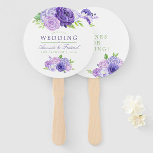 Ultra Violet Waterverf Floral Wedding Favor Handwaaier