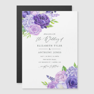 Ultra Violet Waterverf Floral Wedding Magnetische Uitnodiging