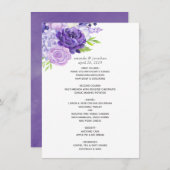 Ultra Violet Waterverf Floral Wedding Menu (Voorkant / Achterkant)