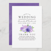 Ultra Violet Waterverf Floral Wedding Programma (Voorkant / Achterkant)