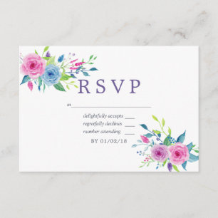 Ultra Violet Waterverf Floral Wedding RSVP
