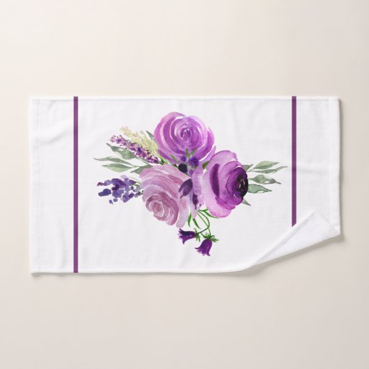 Ultra Violet Waterverf Flowers Bad Handdoek (Handdoek)