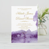 Ultra Violet Waterverf Koppels Douche Uitnodiging (Staand voorkant)