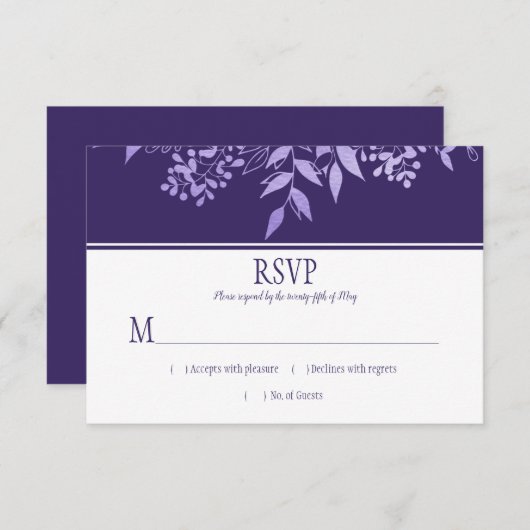 Ultra Violet Waterverf Leaf Pattern RSVP (Voorkant / Achterkant)