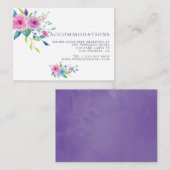 Ultra Violet Waterverf Wedding Accommodations Informatiekaartje (Voorkant / Achterkant)