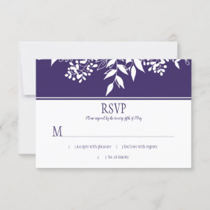 Ultra Violet Waterverf White Leaf Pattern RSVP Kaartje