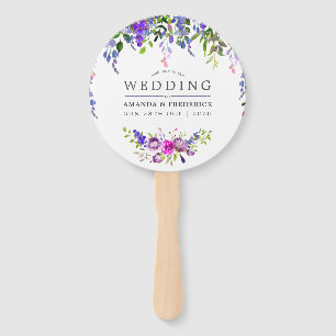 Ultra Violet Wedding Waterverf Floral Favor Handwaaier