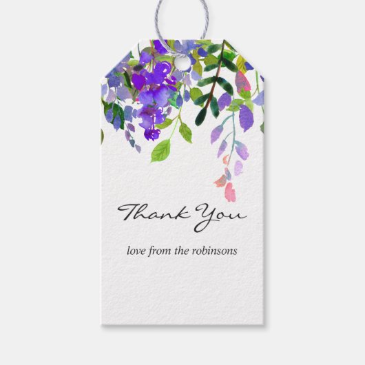 Ultra Violet Wedding Waterverf Floral Hartelijk da Cadeaulabel (Voorkant)