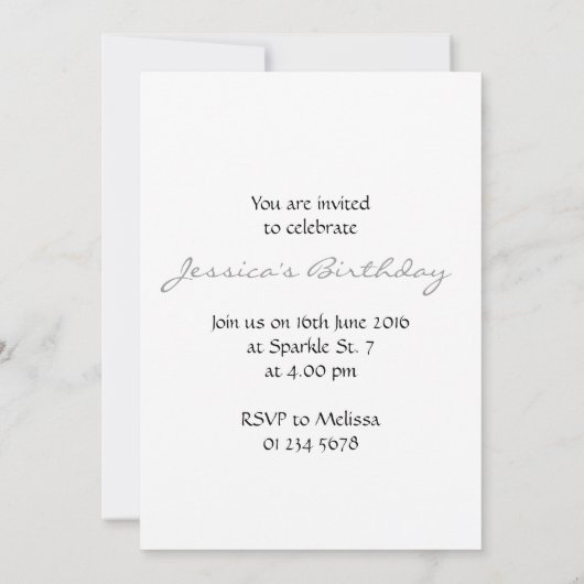 Ultra violette bloempitten zwarte Monogram Invite Kaart (Achterkant)