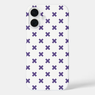 Ultra violette kruissteken op wit iPhone 16 hoesje
