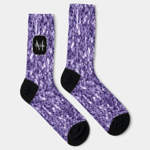 Ultra violette paarse glitters glinsterend Monogra Sokken