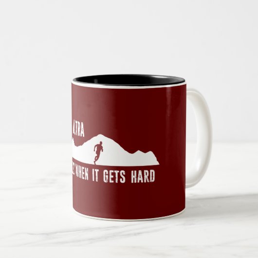 Ultraactief, wees hard wanneer het hard wordt tweekleurige koffiemok (Voorkant rechts)