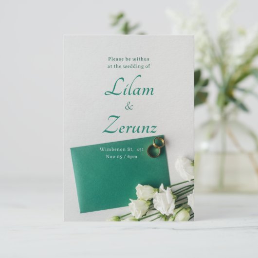 Ultradik Zilveren Trouwuitnodiging van Papier Kaart (Staand voorkant)