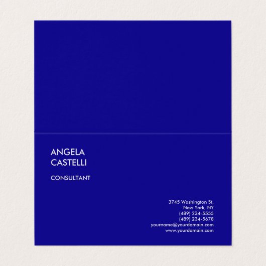 Ultramarijn Blauw Trendy Moderne Minimalistische V Visitekaartjes (Buitenkant ongevouwen)