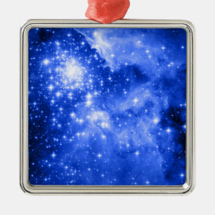 Ultramarijn Blauwe Sterren Metalen Ornament