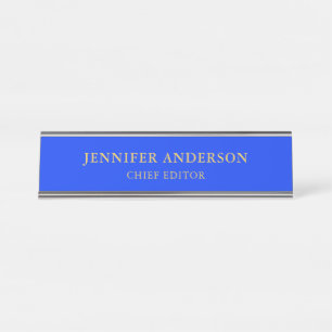 Ultramarine Blauw Goud Professionele Moderne Eenvo Bureau Naambordje