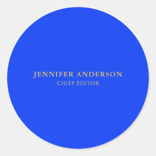 Ultramarine Blauw Goud Professionele Moderne Eenvo Ronde Sticker