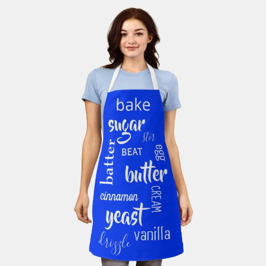 Ultramarine Blue Baking Words Schort (Gedragen)