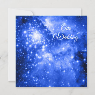 Ultramarine Blue Stars Cosmic Wedding Kaart