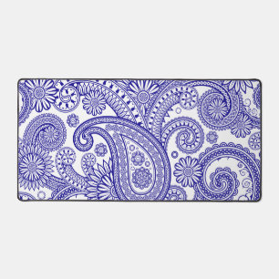 Ultramarine Paisley Floral Swirl Bureaumat