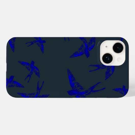Ultramarine Swallow iPhone 14 Coque (Verso (horizontal))