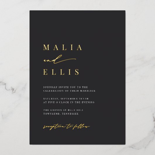 Ultraminimaal links | Accent Weddenschap bij calli Folie Uitnodiging (Voorkant)