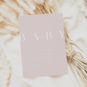 Ultramodern minimaal Bleek roze Baby shower Kaart