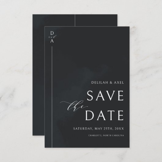 Ultramodern Minimaal zwart-wit sparen de datum Save The Date (Voorkant / Achterkant)