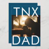 Ultramoderne Blauwe Tekst Vaderdag Foto THX DAD Bedankkaart (Voorkant / Achterkant)