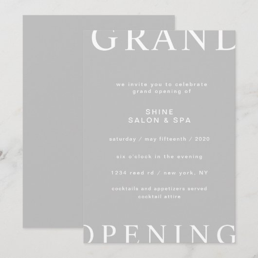 ultramoderne, elegante script grand opening kaart (Voorkant / Achterkant)