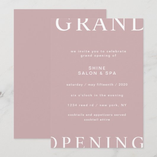 ultramoderne, elegante script grand opening kaart (Voorkant / Achterkant)