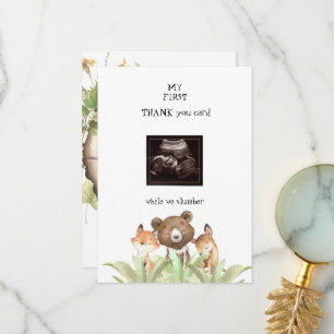 Ultrasound Baby Boy Funny Woodland Bedankkaart