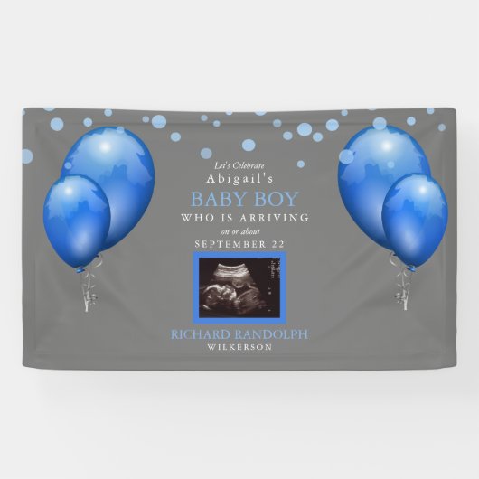 Ultrasound Baby shower Boy Banner (Horizontaal)