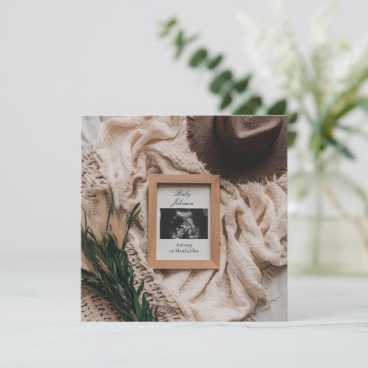 Ultrasound Boho faire-part de grossesse rustique (Debout devant)