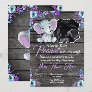 Ultrasound Elephant Baby shower Invitation, rustis Kaart