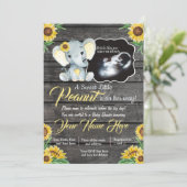 Ultrasound Elephant Baby shower Invitation, rustis Kaart (Staand voorkant)