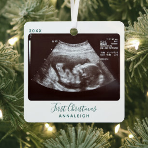 Ultrasound Foto Eerste Kerstmis Sonogram Holiday Metalen Ornament