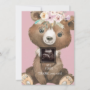Ultrasound Photo Boho Bear rose drôle Merci