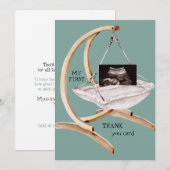 Ultrasound Photo Swing Drôle Merci Turquoise bébé (Devant / Derrière)