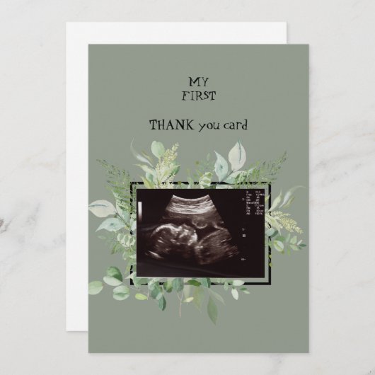 Ultrasound Sage Dank u voor uw Baby kijkpunt Bedankkaart (Voorkant / Achterkant)