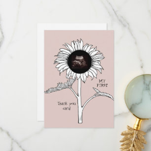Ultrasound Sunflower Roze Funny Baby shower Bedankkaart