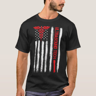 Ultrasound Tech American Flag Cardiac Vascular Son T-shirt