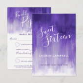 Ultraviolet abstract moderne kunst, zoete 16 RSVP- RSVP Kaartje (Voorkant / Achterkant)