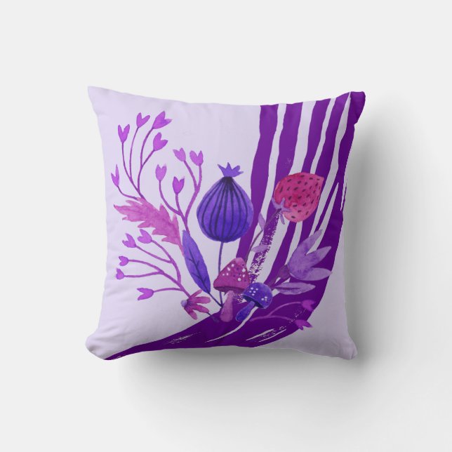 Ultraviolet en wit Abstract Floral Pillow Kussen (Voorkant)