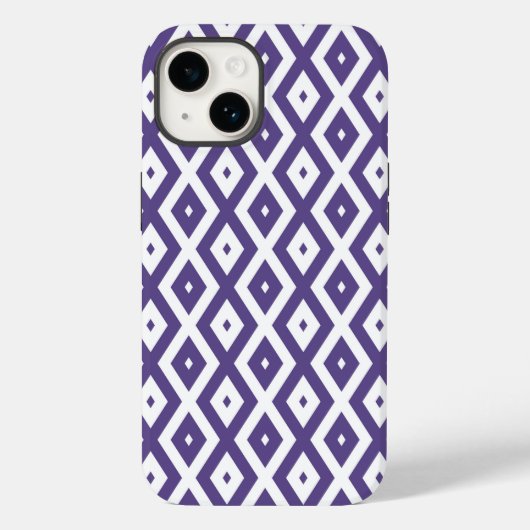 Ultraviolet en wit diamantpatroon Case-Mate iPhone case (Achterkant)