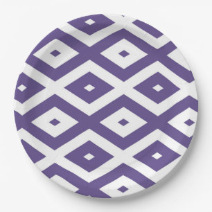 Ultraviolet en wit diamantpatroon papieren bordje