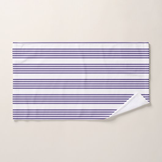 Ultraviolet en wit vijf strips bad handdoek (Handdoek)